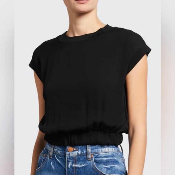 Alice + Olivia Treena Cropped Short-Sleeve Blouse - Size M - Picture 1 of 8
